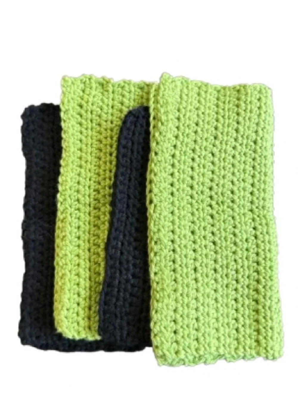 Handmade Crochet 100% cotton Dishcloths Set of 4 Lime Green Black Washcloths